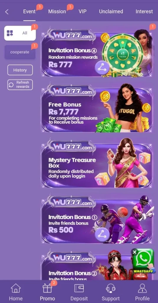 WU777 bonus